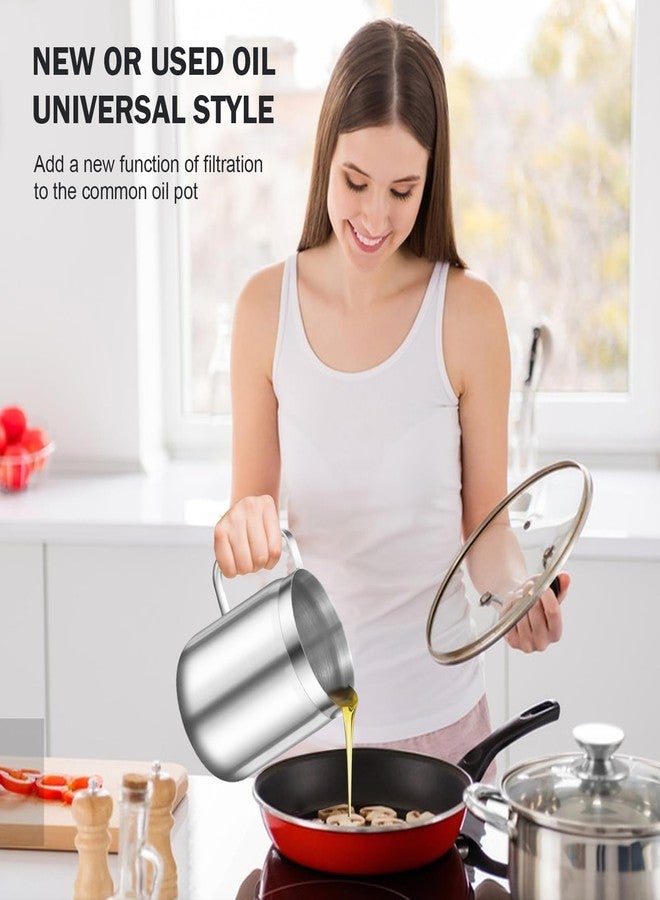 Maylmc 1.7L HEAVY DUTY Stainless Steel Bacon Grease Container with Strainer for Oil Storage, Bacon Grease Saver with strainer for Kitchen, Stainless Steel Oil Filter Pot with Strainer, kitchen gadgets - Image 2